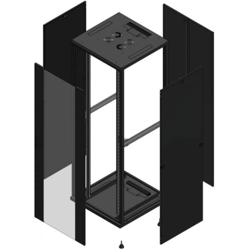 Gigamedia Vloer patchkast AV enkel VER AR dubbel TOL 19" 47HE 800x800mm Zwart GGM 704788PVSPTD