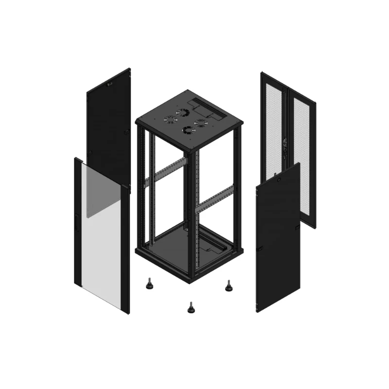 Gigamedia Vloer patchkast AV enkel VER AR dubbel PER 19" 26HE 600x600mm Zwart GGM 702666PVSPPD