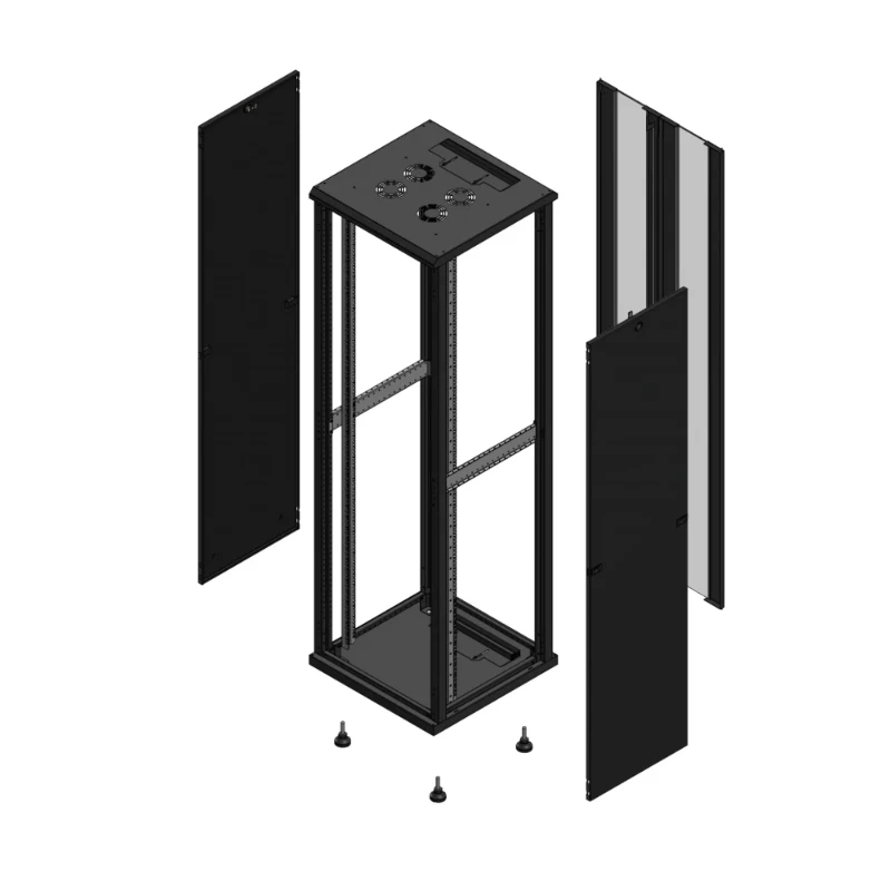 Gigamedia Vloer patchkast SP AR dubbel VER 19" 42HE 600x600mm Zwart GGM 704266SPPVD