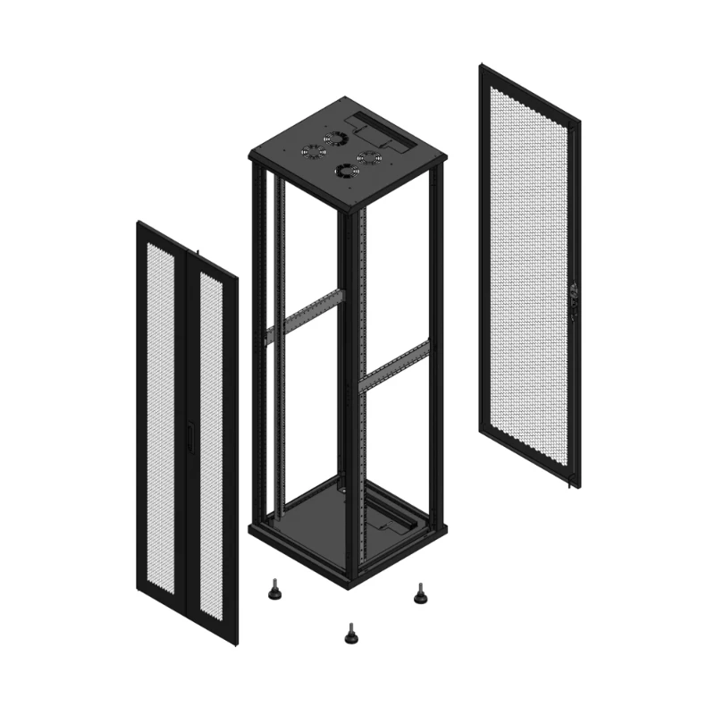 Gigamedia Vloer patchkast AV dubbel PER AR enkel PER EX 19" 42HE 600x600mm Zwart GGM 704266PPDPPSEX