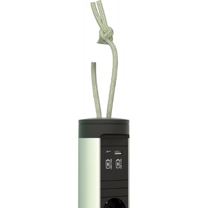 Bachmann stekkerdoos 2x + usb a/c + schakelaar - 2,5m ra 2RA 16A IP20 snoer 0.2m 707.001