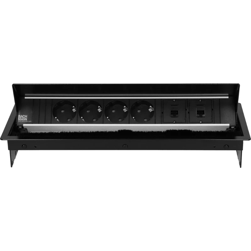 OCS Coni 4x 230V RA + 2x Cat6U 0,2m GST zwart