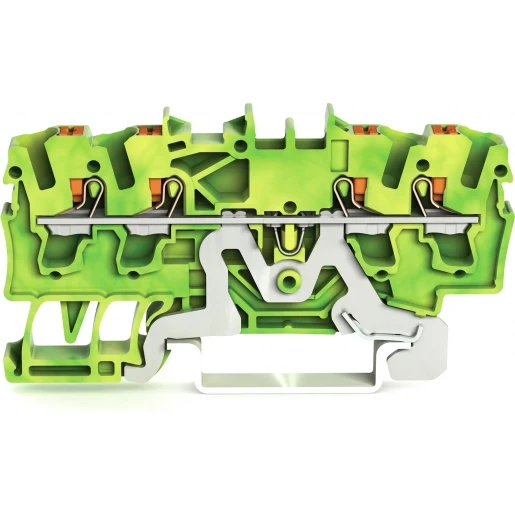 Wago 4-draads aardklem Met drukknop 2,5 mm² groen-geel