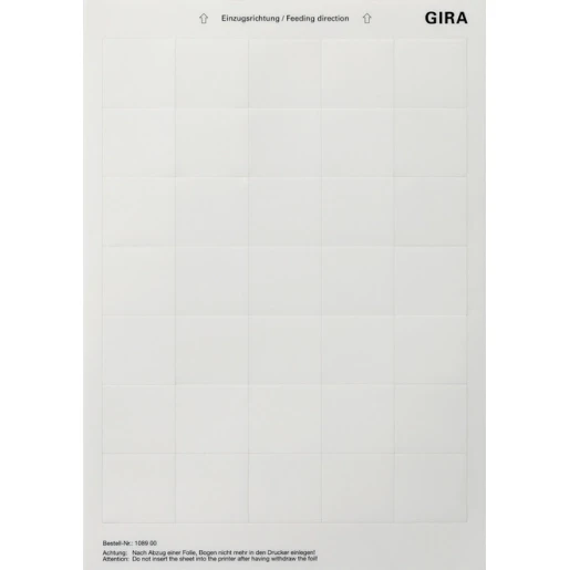 Gira Non-Design tekstlabels 38x36mm Inktjet en laser 108900