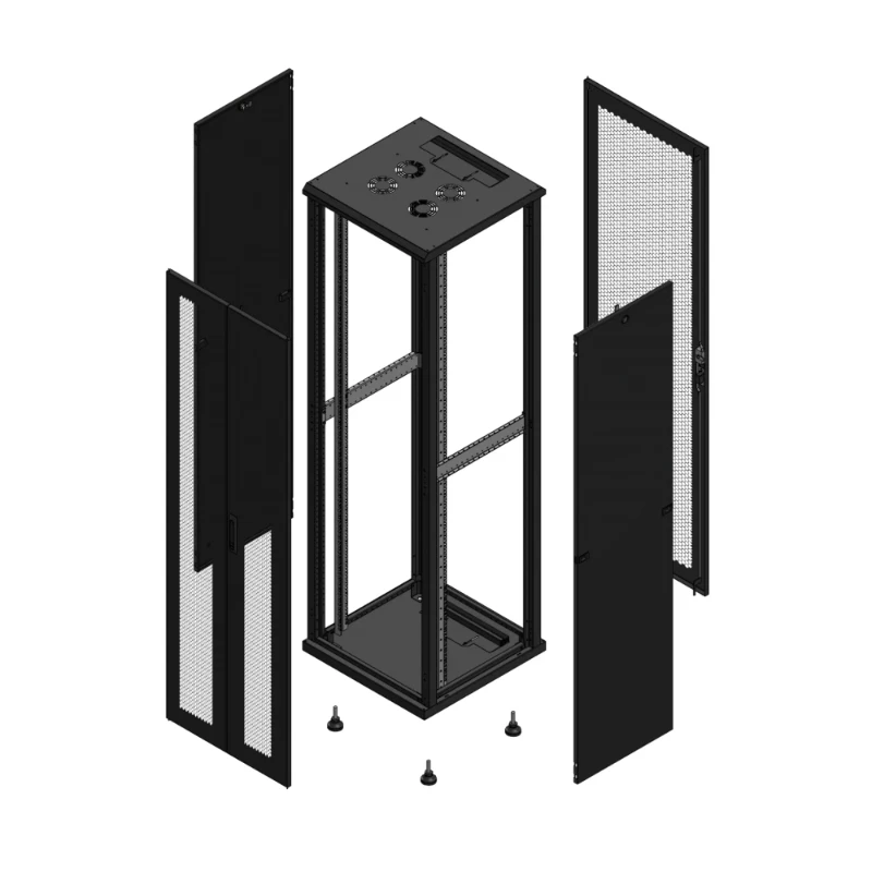 Gigamedia Vloer patchkast AV dubbel PER AR enkel PER 19" 42HE 600x600mm Zwart GGM 704266PPDPPS