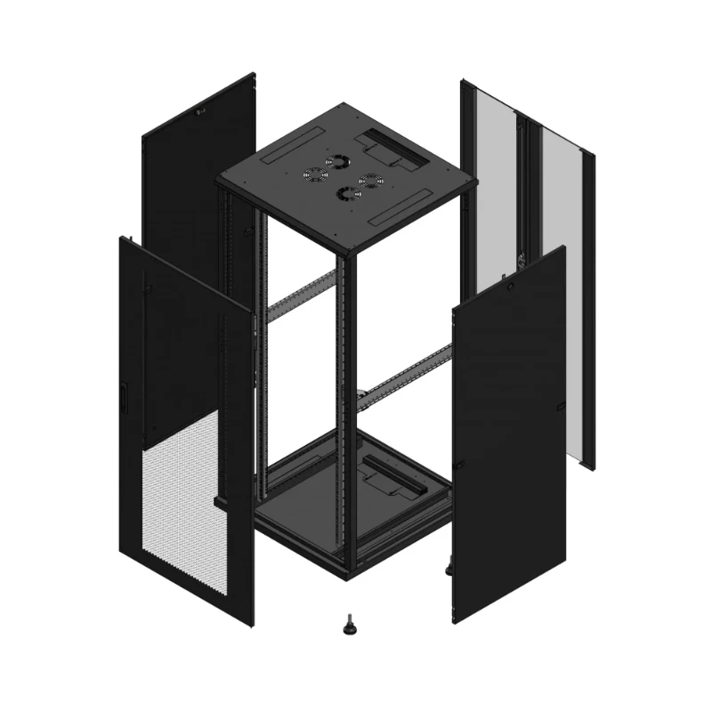 Gigamedia Vloer patchkast AV enkel PER AR dubbel VER 19" 36HE 800x800mm Zwart GGM 703688PPSPVD