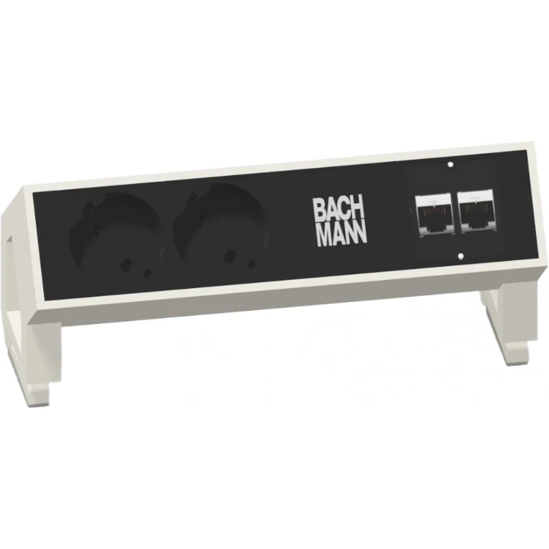 OCS Desk 2 2x 230V RA + 2x Cat6U b/b 0,2m GST incl. klem wit/zwart