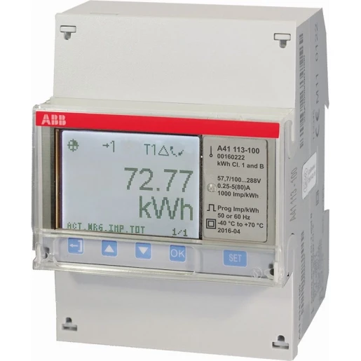 ABB Energiemeter 1 fase direct 80A 57-288V AC klasse B Puls uitgang MID