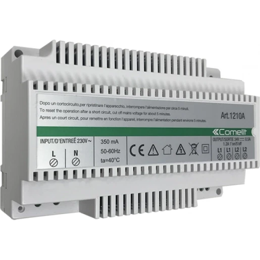 Comelit Voeding voor Simplebus 2W video systemen din-rail 34V DC IP30 1210A