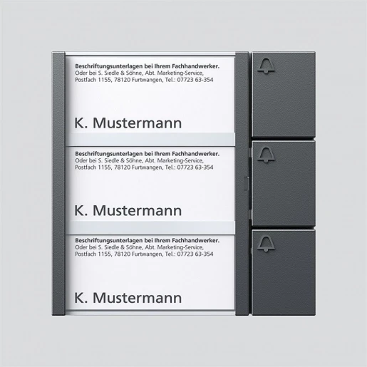 Siedle 1+n Toetsenmodule spreken/bellen kunststof 3-voudig grijs 200038761-00