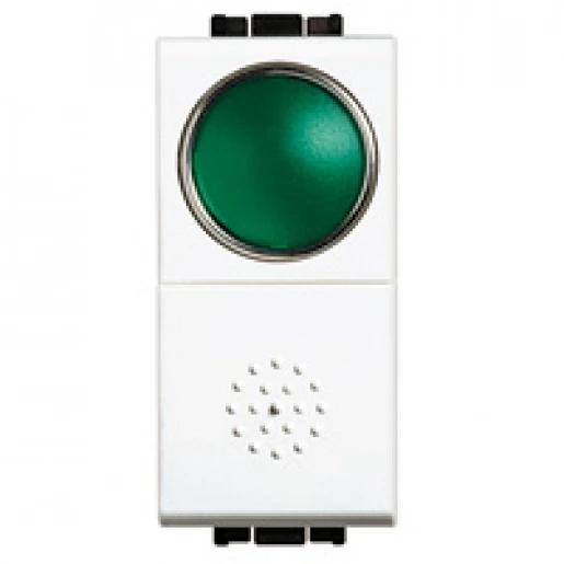 Bticino LivingLight bedieningselement schakelaar no + groene verklikker moduledrager Drukknop Mat wit RAL 9016 BTN4038V