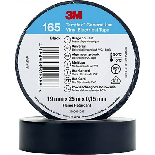 3M Vinyl isolatietape 165 Zwart 19mm x 25m