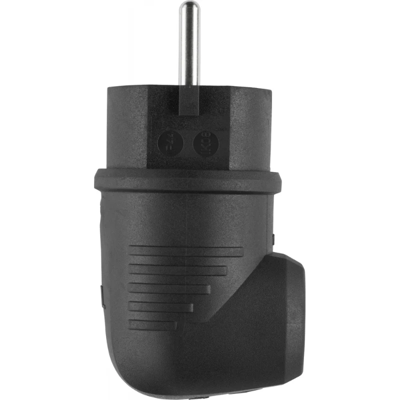 ABL Original hoekstekker SCHUKO & Frans/Belgisch zwart rubber (TPE)