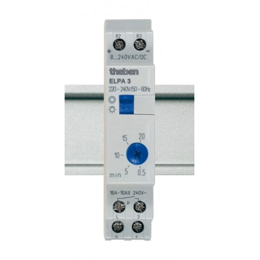 Theben ELPA trappenhuisautomaat din-rail 220 - 240V 16AC 3- en 4-draads schakeling 50 - 60Hz 0030002