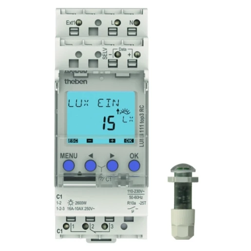 Theben LUNA Schemerschakelaar + lichtsensor 1 kanaal DIN-rail Inbouw 230V 16A 1110230