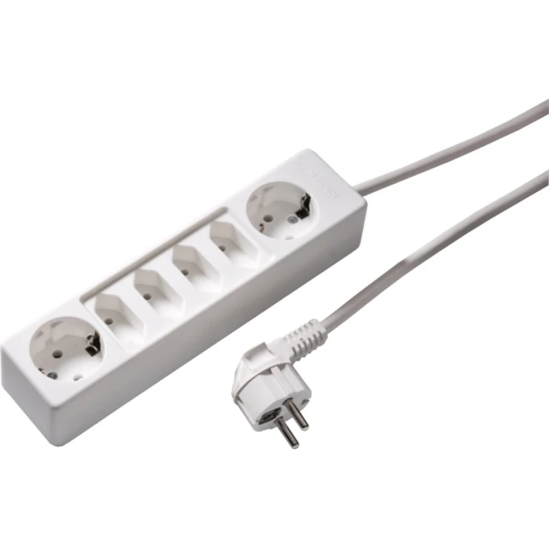 Martin Kaiser Contactdooscomb 2-voudig ra/4-voudig ongeaard kalkwit snoer 1,5m