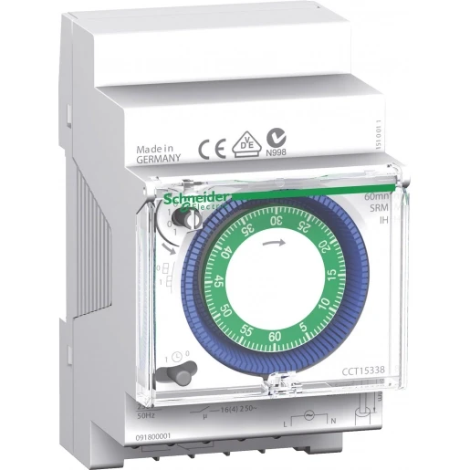 Merten Acti9 analoog schakelklok paneelbouw AC DIN-rail 10A 230V 1 kanaal CCT15338