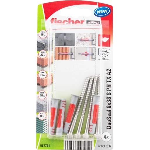 Fischer DUOSEAL 6X38 S PLUG/SCHR A2 K NV