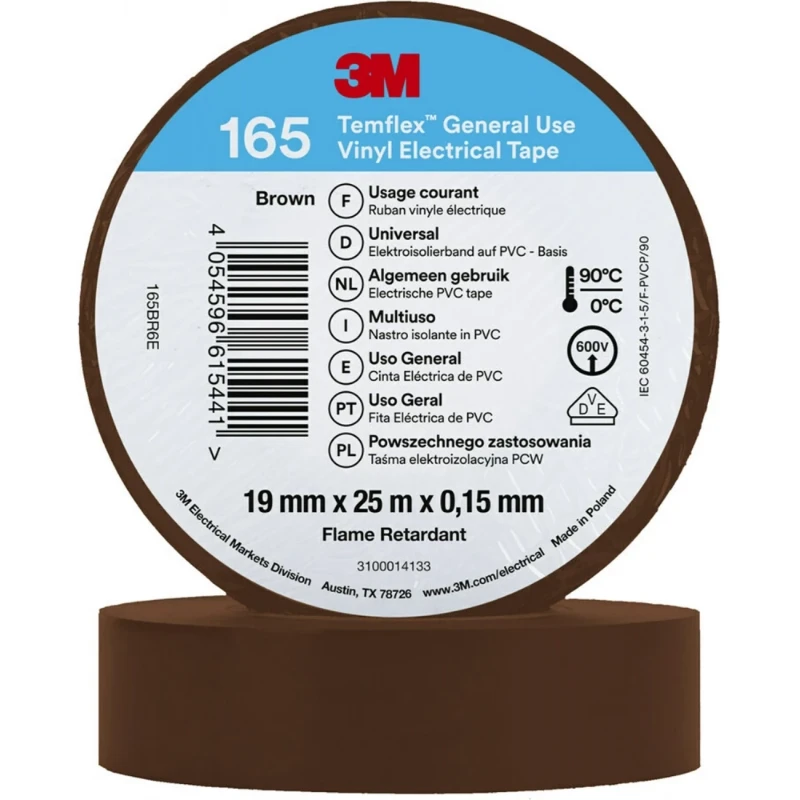 3M Vinyl isolatietape 165 Bruin 19mm x 25m