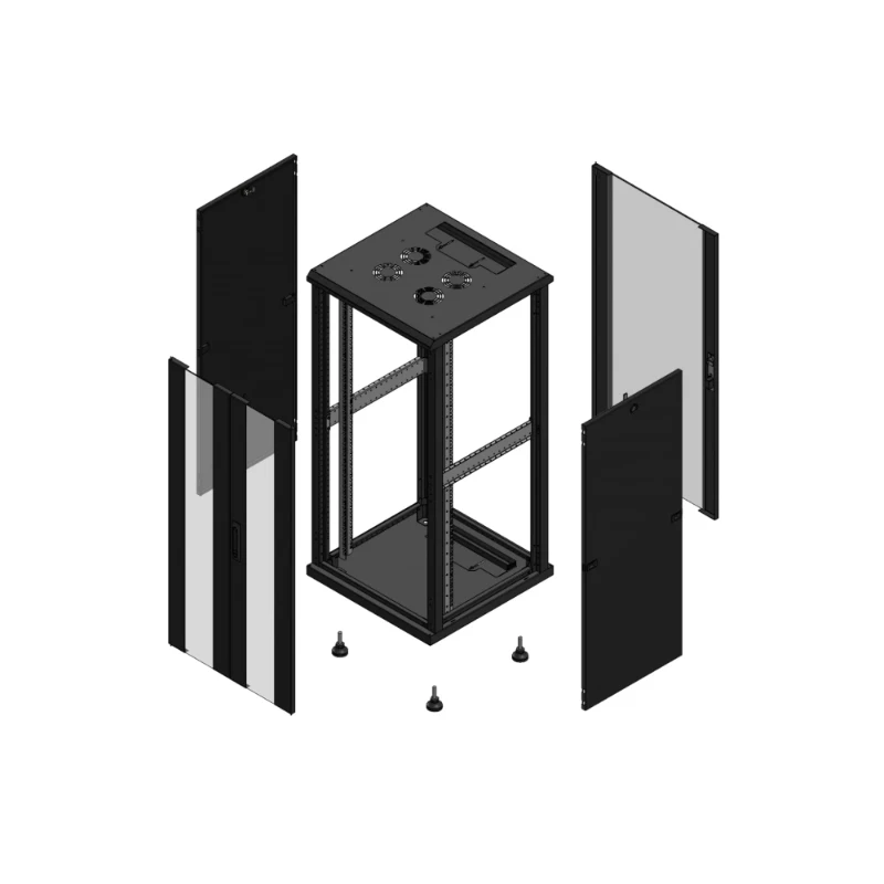 Gigamedia Vloer patchkast AV dubbel VER AR enkel VER 19" 26HE 600x600mm Zwart GGM 702666PVDPVS