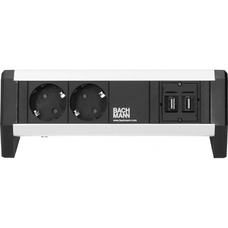 OCS Desk 1 2x 230V RA + 2x USB3.0 b/b 1m GST incl. klem zwart/alu