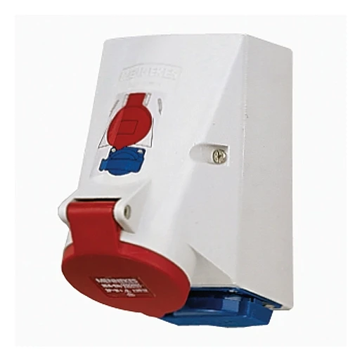 Mennekes Wandcontactdoos 16A 4P 9H 400V + SCHUKO Twinbox Twincontact IP44