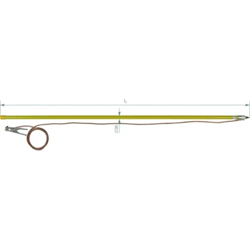 Dehn Discharge device w.contact electrode single-pole l=2000mm w.earth to