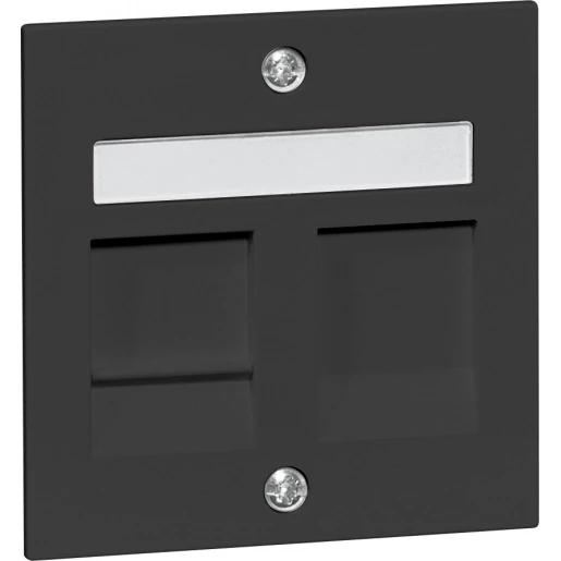 Peha Nova Afdekking voor draagframe 600 1 voor 2 Modular-Jack Met label zwart 00034482