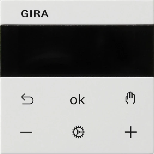 Gira System 55 s3000 ruimtetemperatuurregelaar display zuiver wit enkelvoudig Mat wit RAL 9010 539327