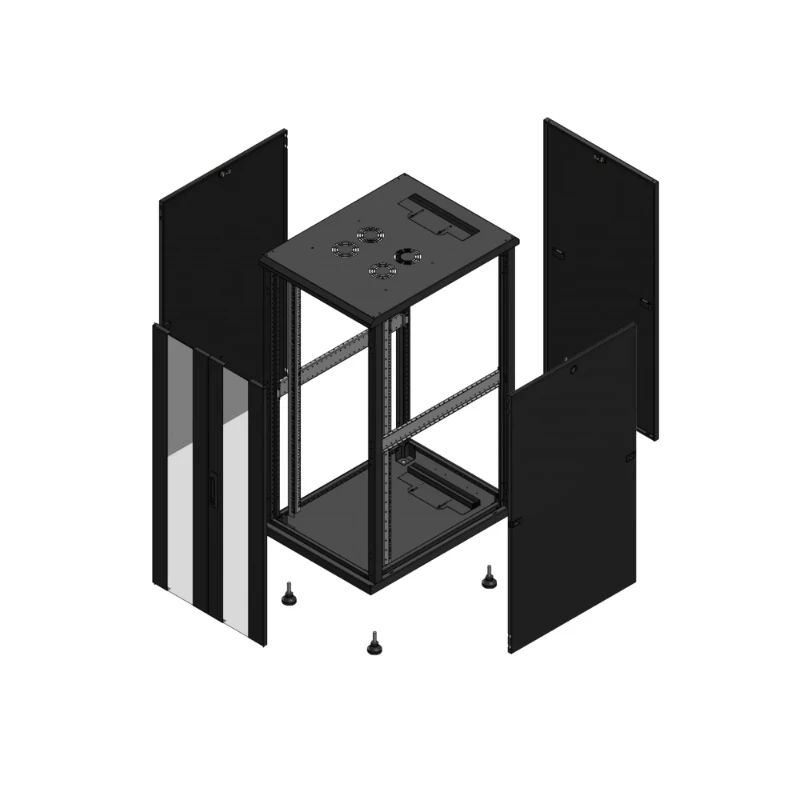 Gigamedia Vloer patchkast AV dubbel VER PAR 19" 26HE 600x800mm Zwart GGM 702668PVDPAR