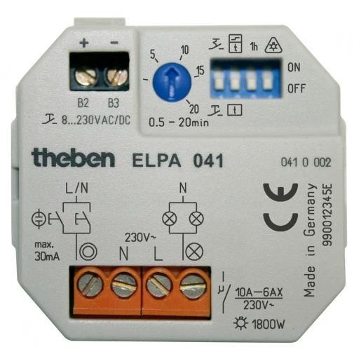 Theben ELPA trappenhuisautomaat met 12 functies inbouw 230V 8AC 3- en 4-draads schakeling 50 - 60Hz 0410002