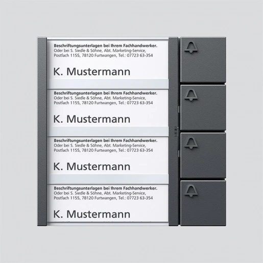 Siedle 1+n Toetsenmodule spreken/bellen kunststof 4-voudig grijs 200038765-00