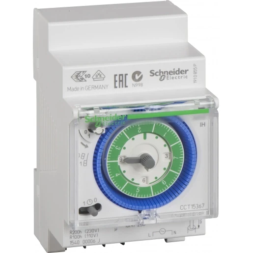 Merten Acti9 analoog schakelklok paneelbouw + gangreserve AC DIN-rail 16A 110V 1 kanaal CCT15367