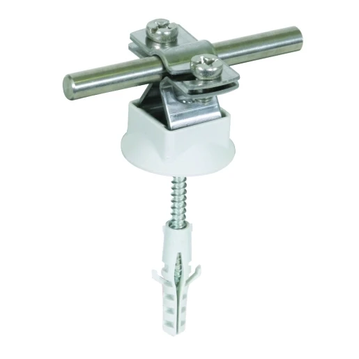 Dehn Conductor holder stst f.rd 8-10mm with cover plate and fixing materia