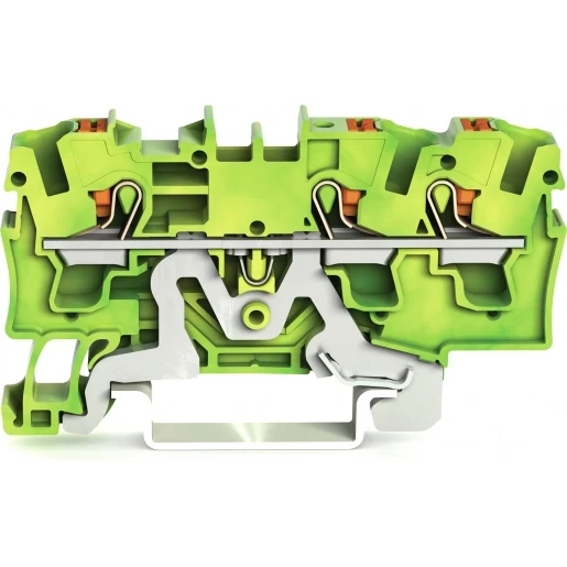 Wago 3-draads aardklem Met drukknop 4 mm² groen-geel