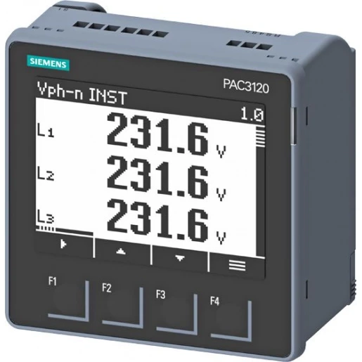 Siemens SENTRON MEASURING DEVICE 7KM PAC3120 LCD 96X96MM POWER MONITORING DEVICE PANEL MOUNT TYPE MODBUS RTU 100 - 250 V AC/DC