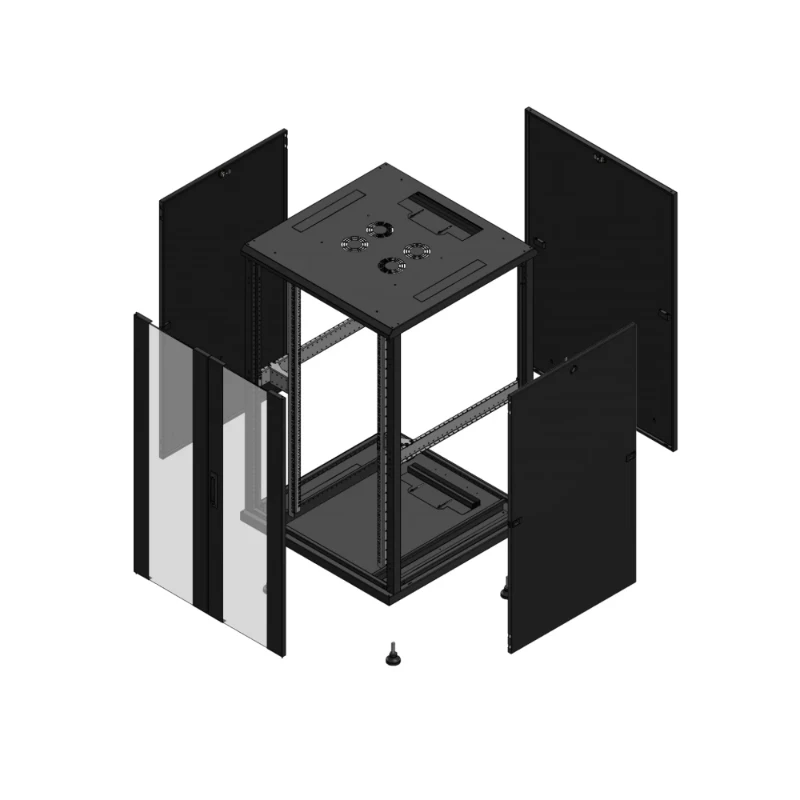 Gigamedia Vloer patchkast AV dubbel VER PAR 19" 26HE 800x800mm Zwart GGM 702688PVDPAR
