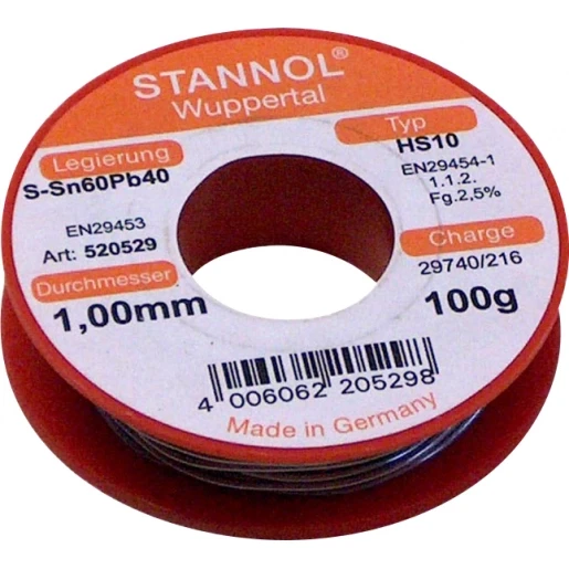 Stannol HS10 Soldeertin S-SN60PB40 520529 100g 1mm 99040522