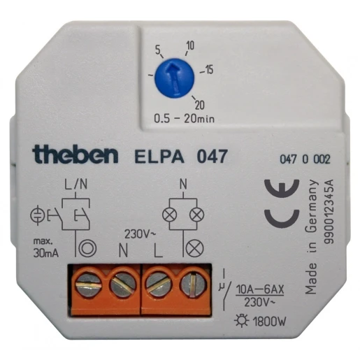 Theben ELPA trappenhuisautomaat inbouw 230V 8AC 3- en 4-draads schakeling 50 - 60Hz 0470002