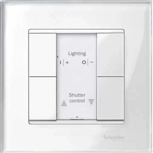 Merten SpaceLogic KNX Drukknopmodule KNX 4-voudig wit met tekstv inbouw IP20 RAL 9010 MTN617219