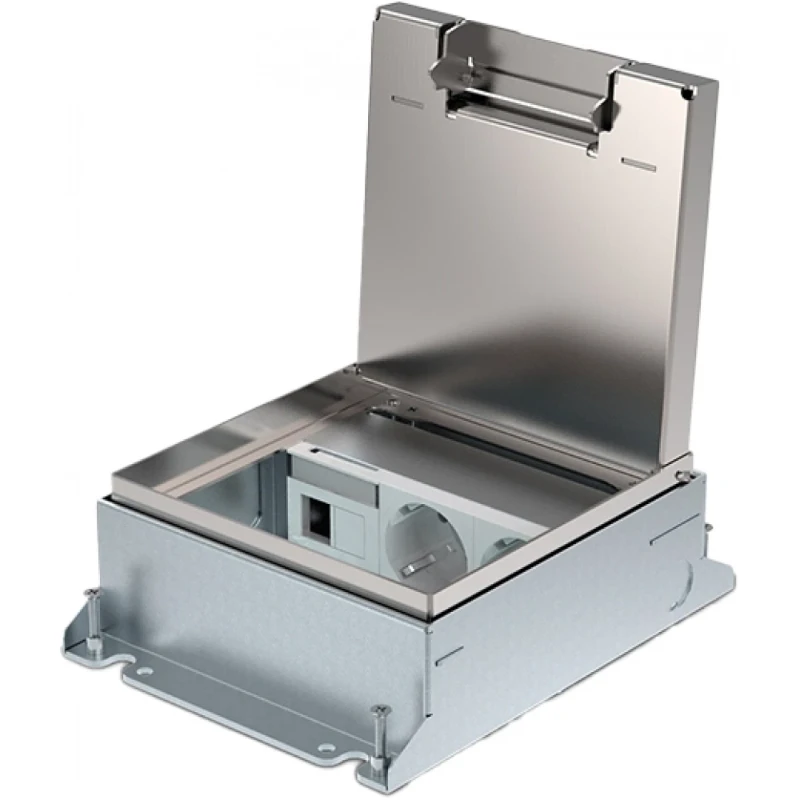 HPL POWERBOX 150 INSTORT 55MM 2XWCD+2XDATA-UITSPARING RVS S15ZR KLAPDEKSEL