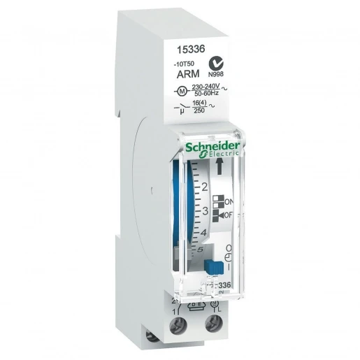 Merten Acti9 tijdschakelklok analoog paneelbouw + gangreserve AC DIN-rail 16A 230V 1 kanaal 15336