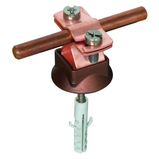 Dehn Conductor holder stst/galcu f.rd 8-10mm with plastic base and fixing