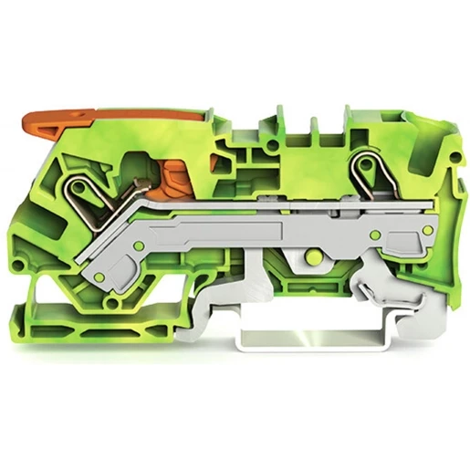 Wago 2-DRAADS AARDKLEM MET HENDEL EN PUSH-IN CAGE CLAMP 6MM² GROEN-GEEL