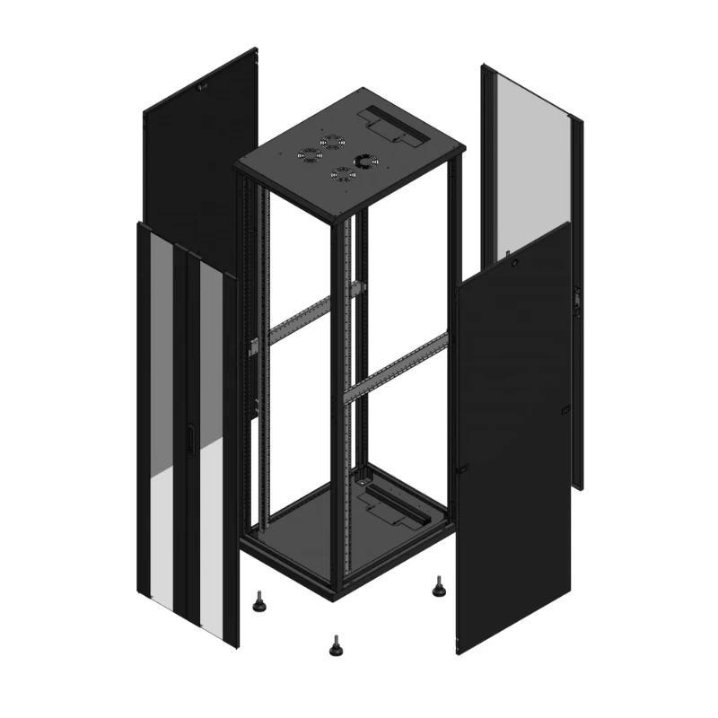 Gigamedia Vloer patchkast AV dubbel VER AR enkel VER 19" 42HE 600x800mm Zwart GGM 704268PVDPVS