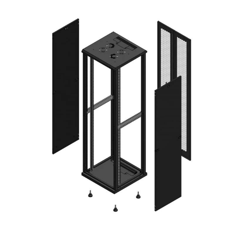 Gigamedia Vloer patchkast SP AR dubbel PER 19" 42HE 600x600mm Zwart GGM 704266SPPPD