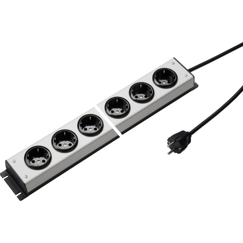 Martin Kaiser Contactdooscombinatie grijs-zwart 8RA 16A IP20 snoer 1.5m 1057ZL8L-SW15
