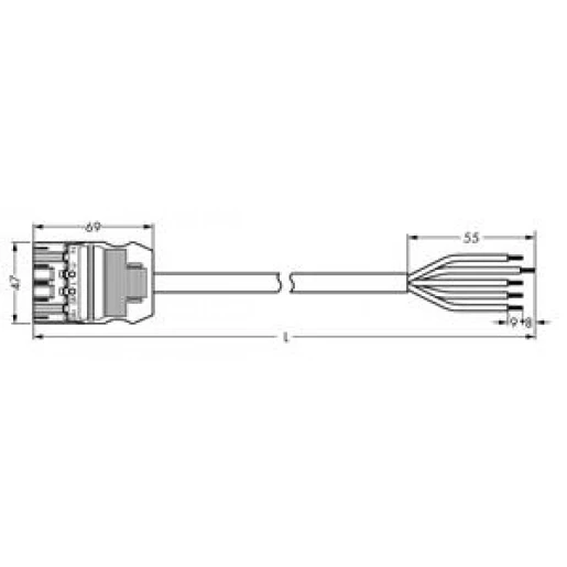 Wago Serie 771 Patchkabel gebouwinstallatie 5p Stekker Vrij kabeluiteinde 8000mm
