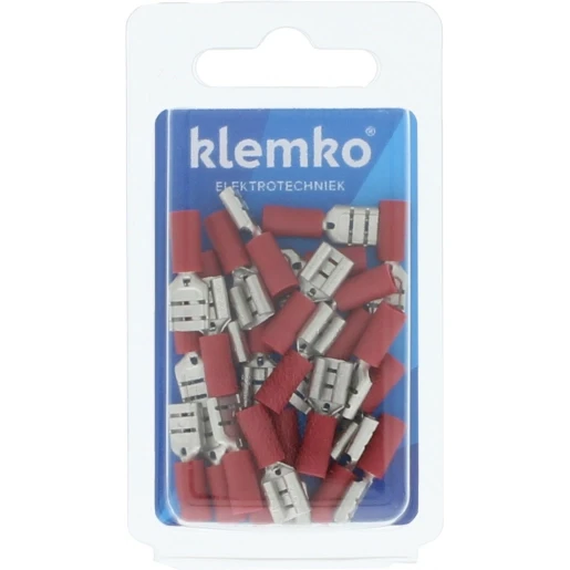 Klemko Blister verpakte Geïsoleerde Vlakstekerhuls 6,3x0,8mm voor 0,5-1,5mm2