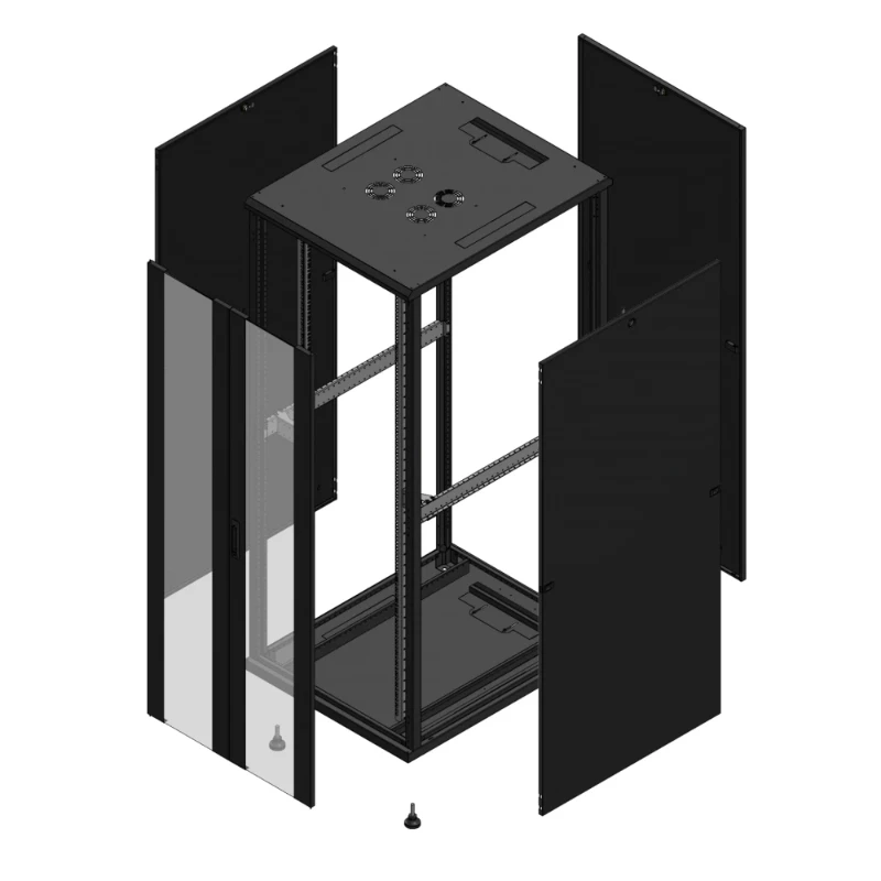 Gigamedia Vloer patchkast AV dubbel VER PAR 19" 42HE 800x1000mm Zwart GGM 7042810PVDPAR